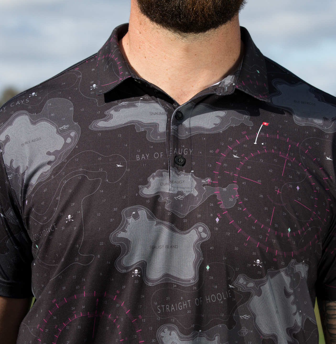 Printed golf polo for men Hoolie Midnight Nautical Polo edition