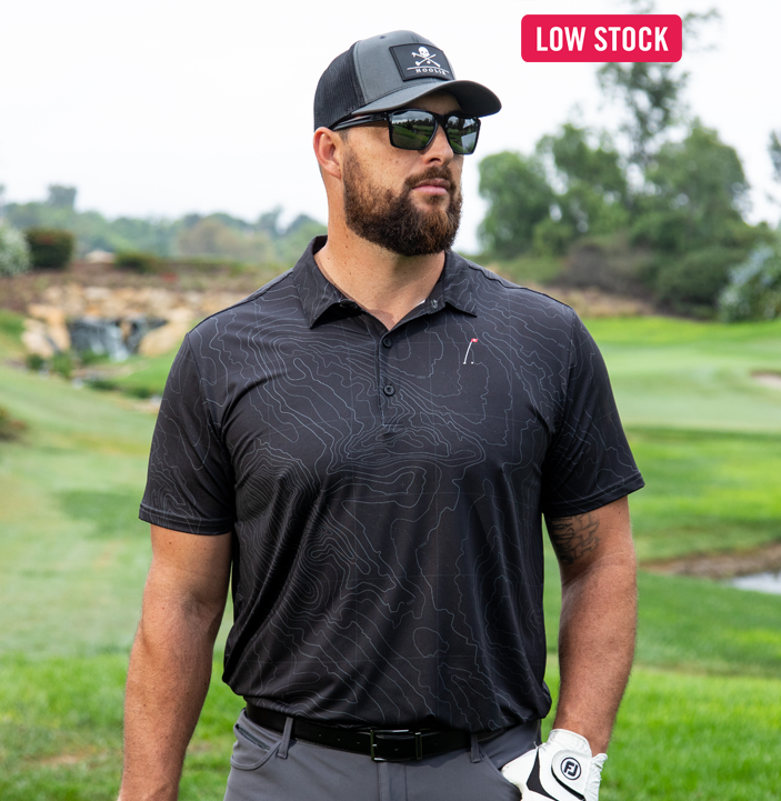 Black Recce Men's Golf Polo in With Contour Design