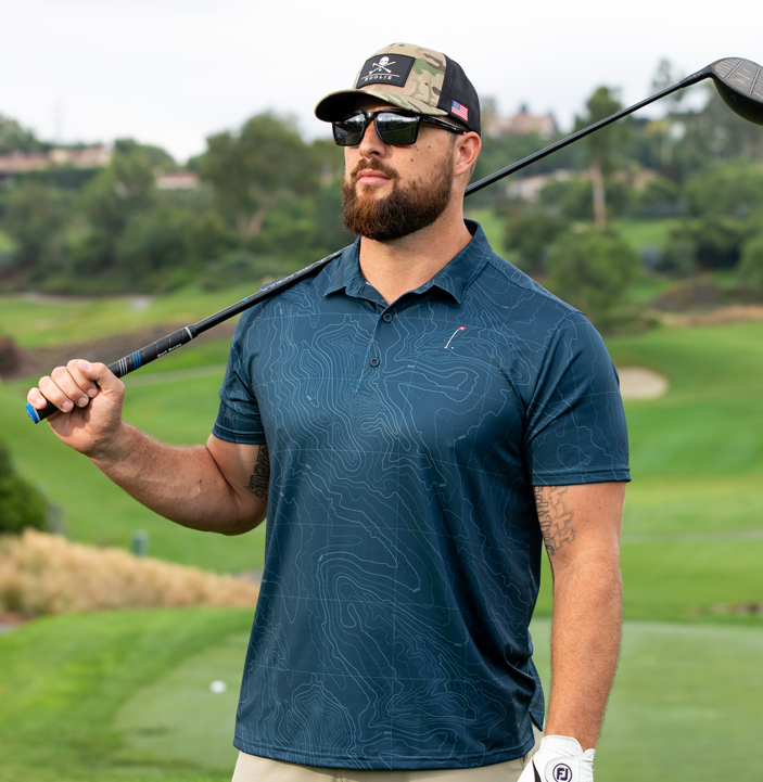 Men's Golf Polo Recce Polo Hoolie Blue Hoolie Golf – HOOLIE