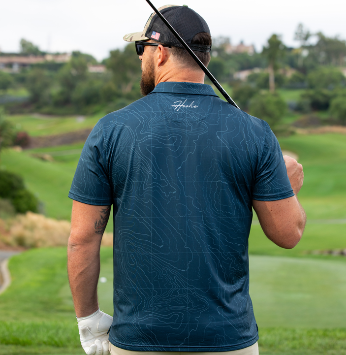 Performance Men's Golf Polo in Hoolie Blue Recce style fan favorite by Hoolie