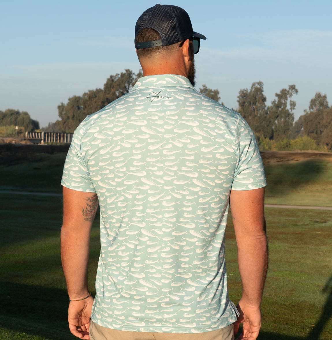 Printed golf polo for men Hoolie In the Drink Polo Crystal Blue edition