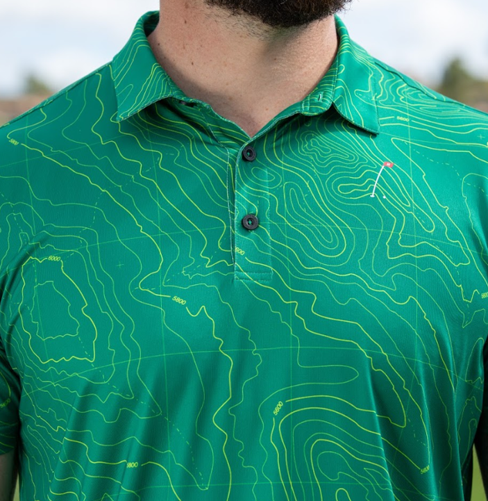 Printed golf polo for men — Hoolie Garden City Recce Polo green edition