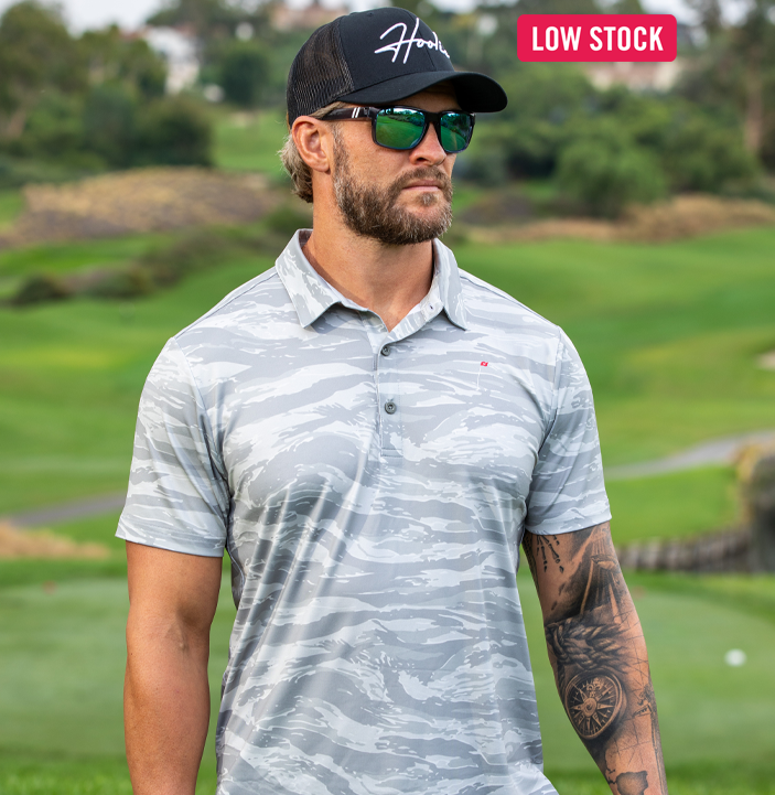 Gray Tiger Stripe Men's Golf Polo