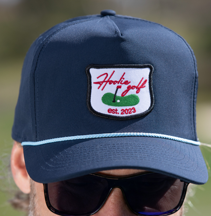 Upclose look at Hoolie Golf patch for Mens Golf Hat Roper