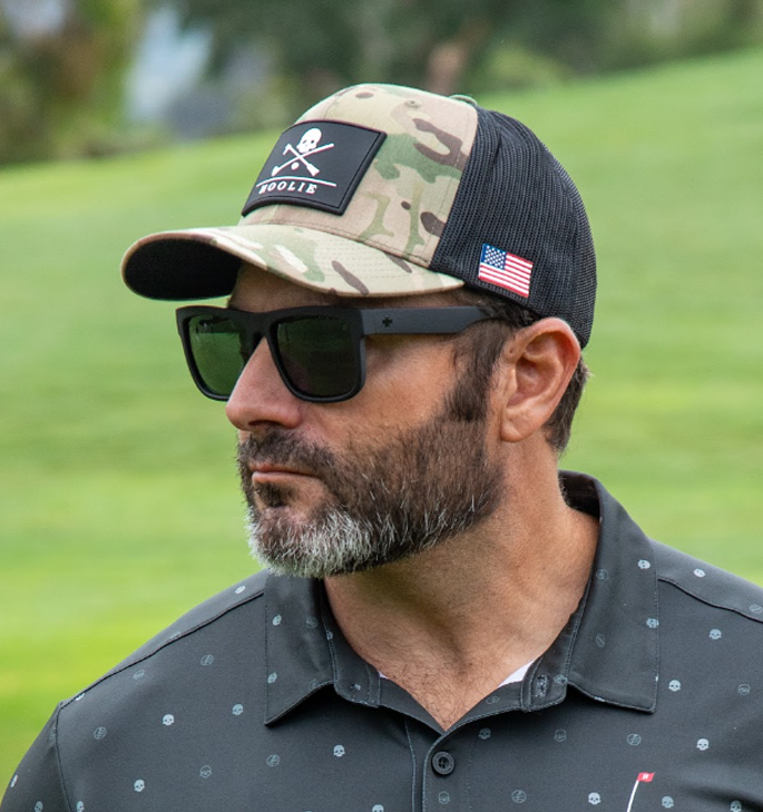 Multicam Hoolie Roger Men's Golf Hat with 3D skull patch and mesh back