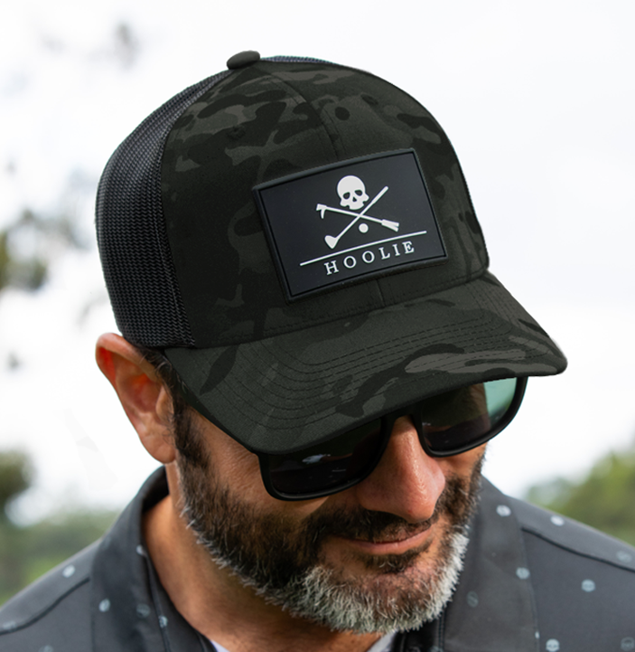Hoolie Roger Camo Hat Stealth Men's Golf Hat snapback trucker in black gray camo