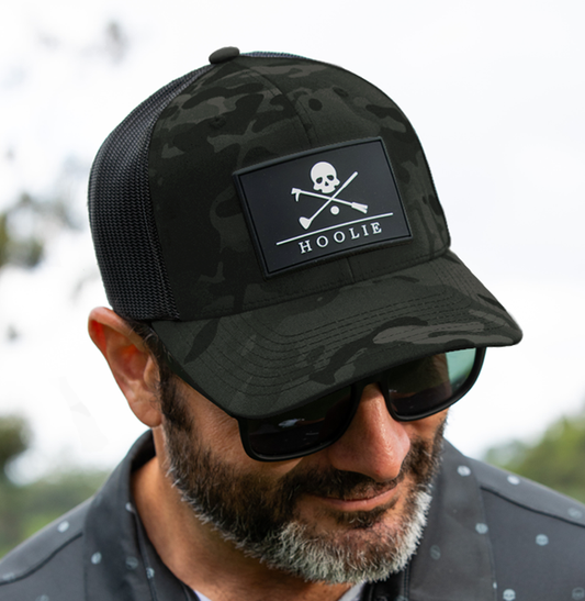 Hoolie Roger Camo Hat Stealth Men's Golf Hat snapback trucker in black gray camo