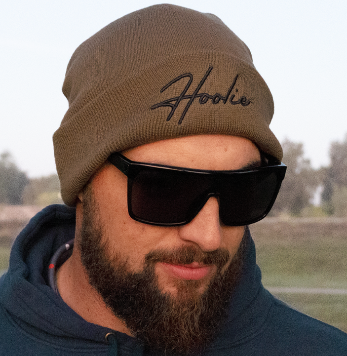 Olive Men’s Hoolie Classic Golf Beanie with embroidered black logo