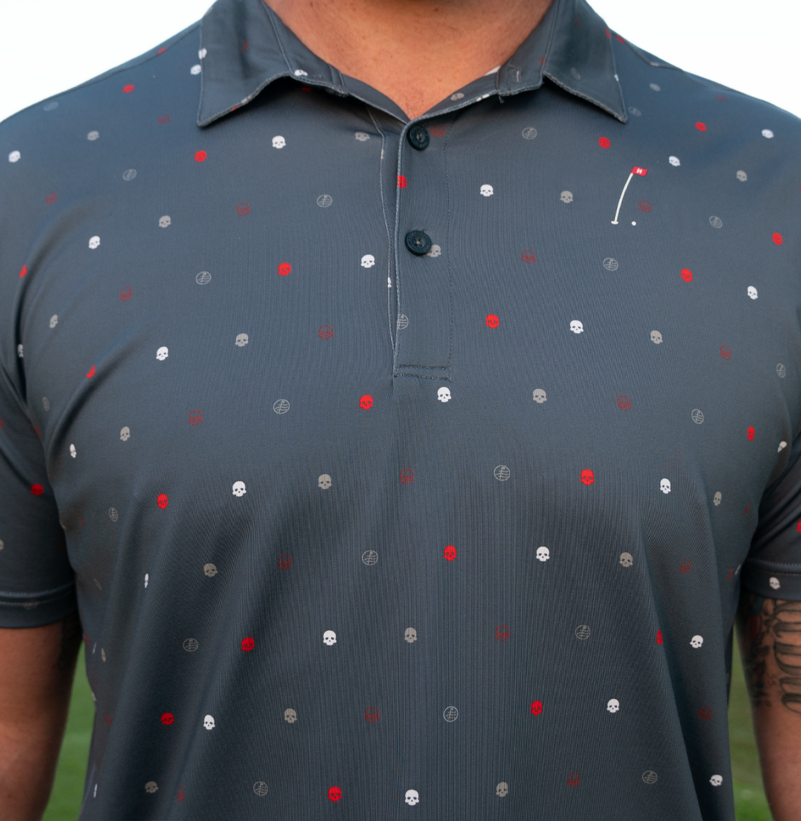 Printed golf polo for men Hoolie RWB Skulls Polo patriotic Blue Steel edition