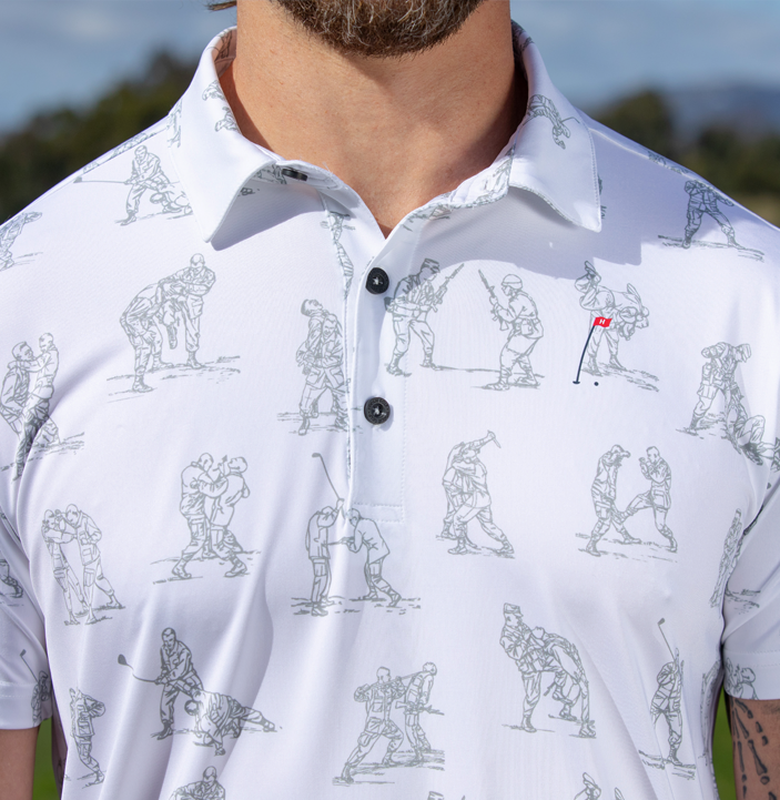 Printed golf polo for men Hoolie White Hand-to-Hand Polo edition