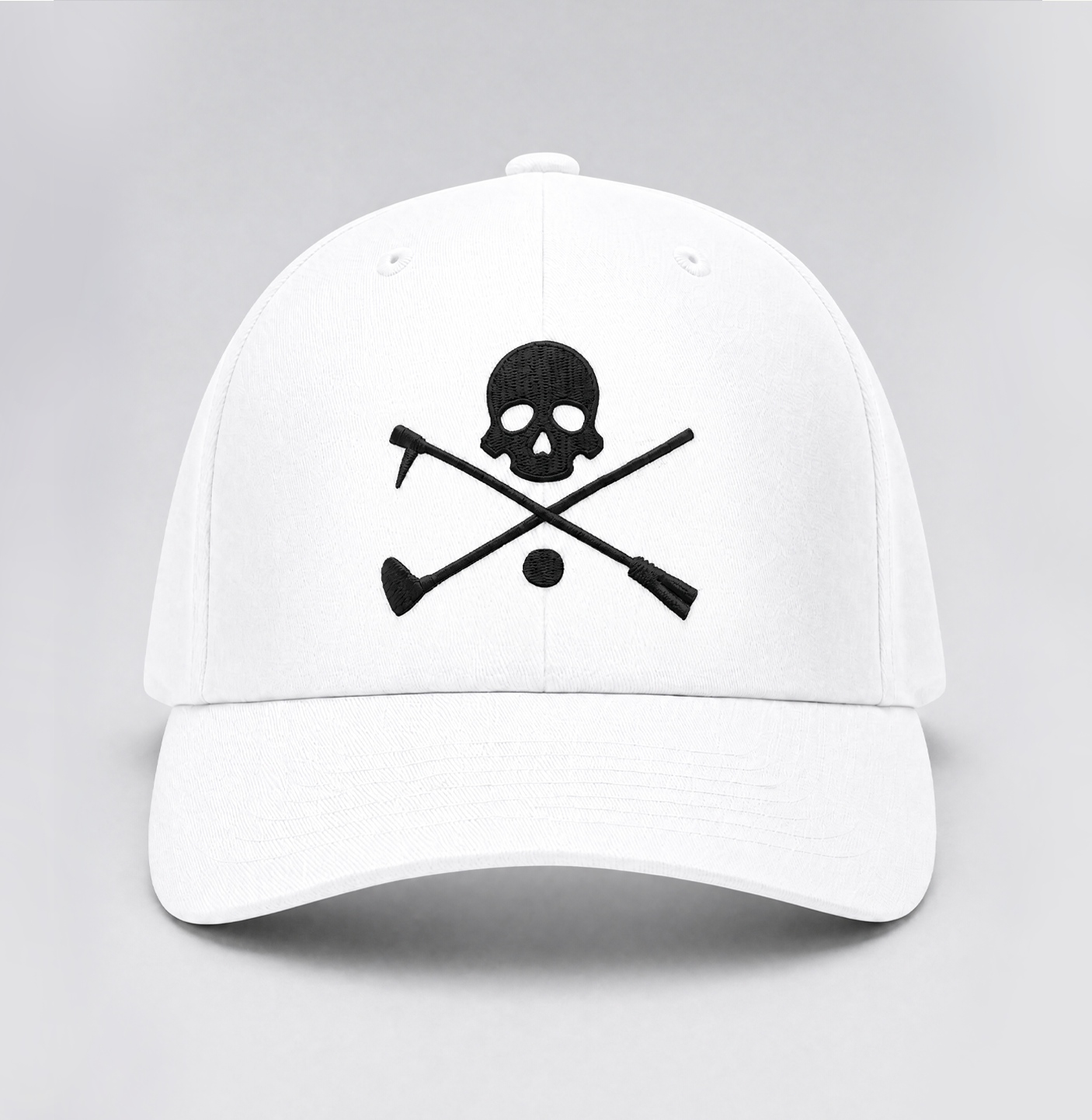 White adjustable Hat with embroidered X Bones feature
