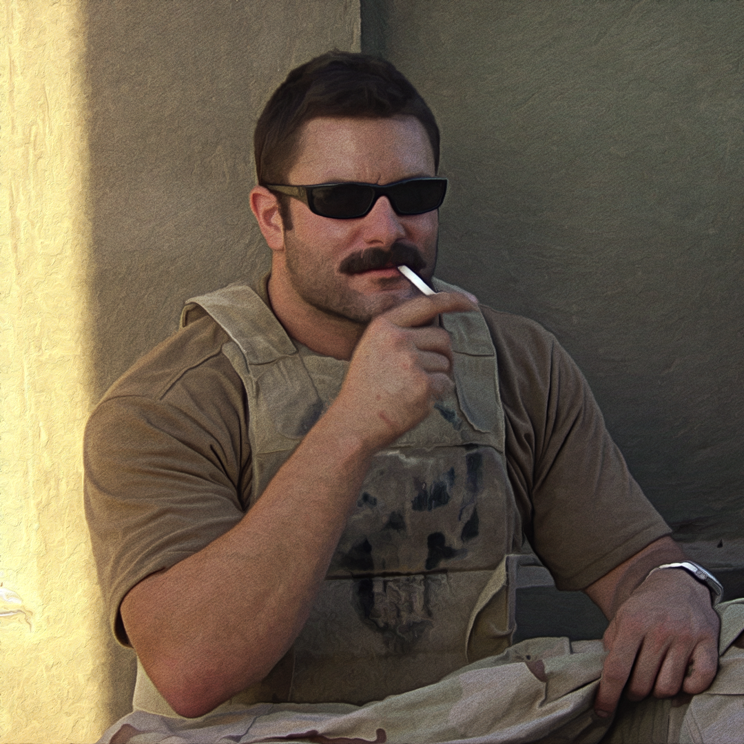 Hoolie Founder Bobby Holland Wearing Skull on Military Deployment