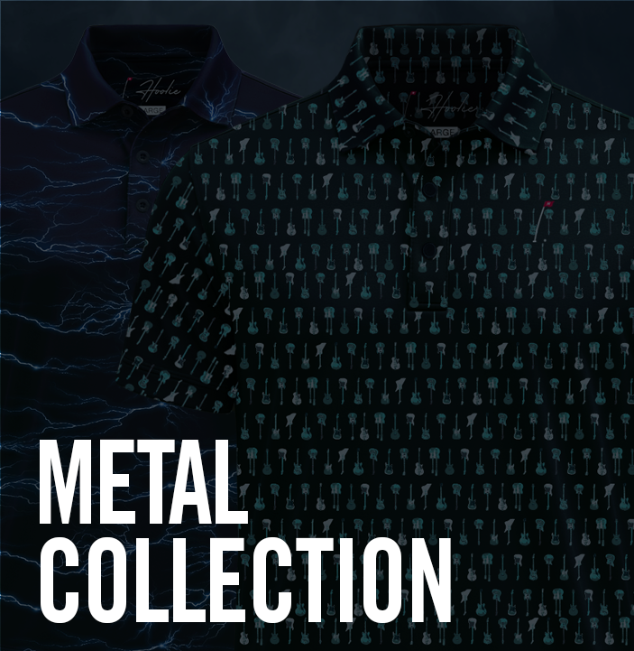 Metal Collection with Rock music inspired golf polos
