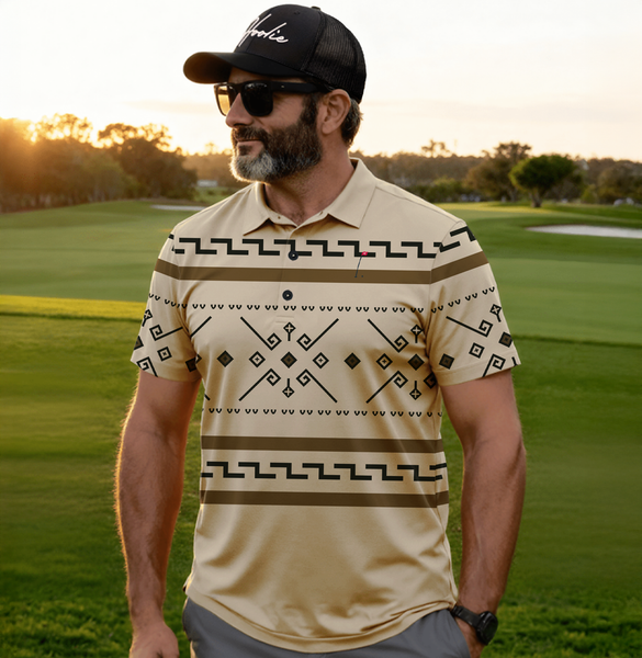 Men's Golf Polo | Hoolie Abides Polo Tan | Hoolie Golf – HOOLIE