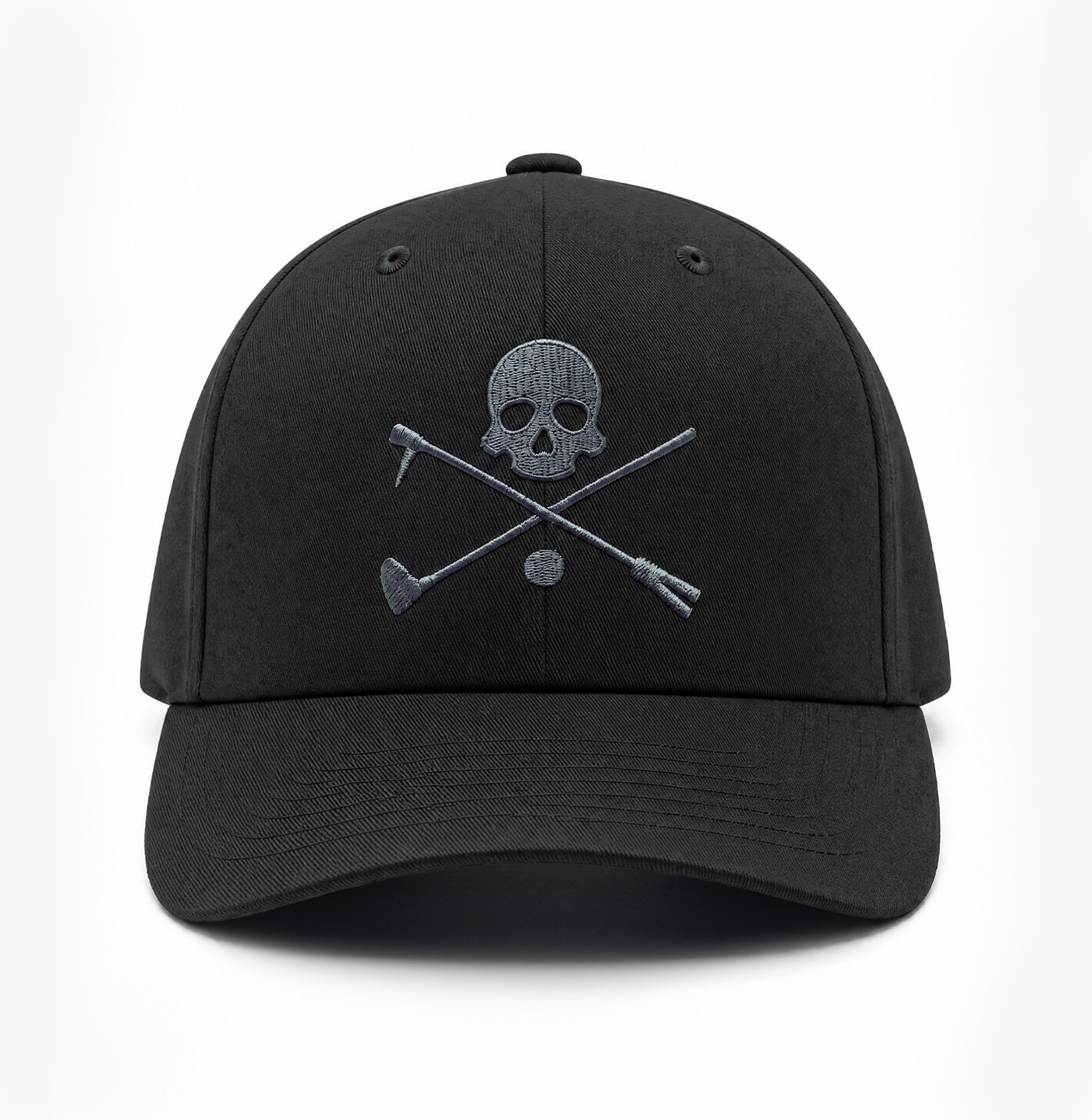 Black adjustable Hat with embroidered X Bones feature
