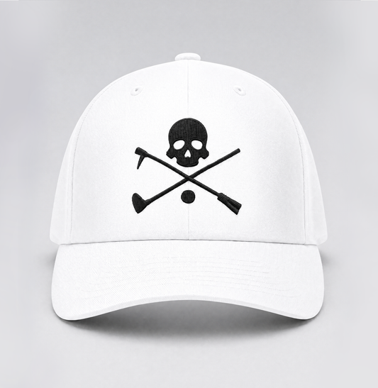White adjustable Hat with embroidered X Bones feature